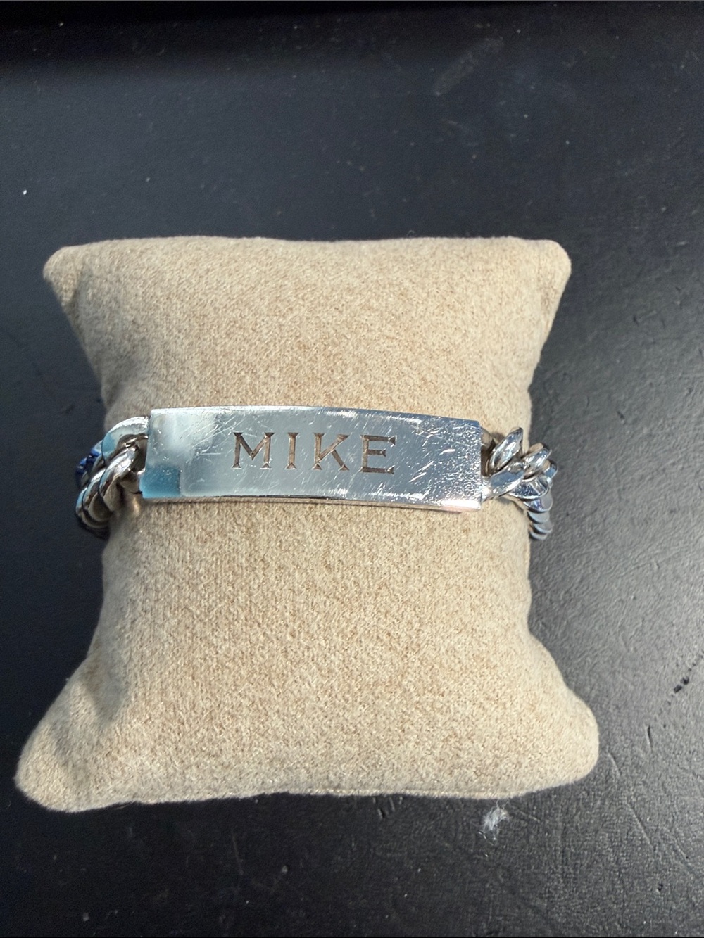 Men Sterling Silver Chain Nameplate Bracelet